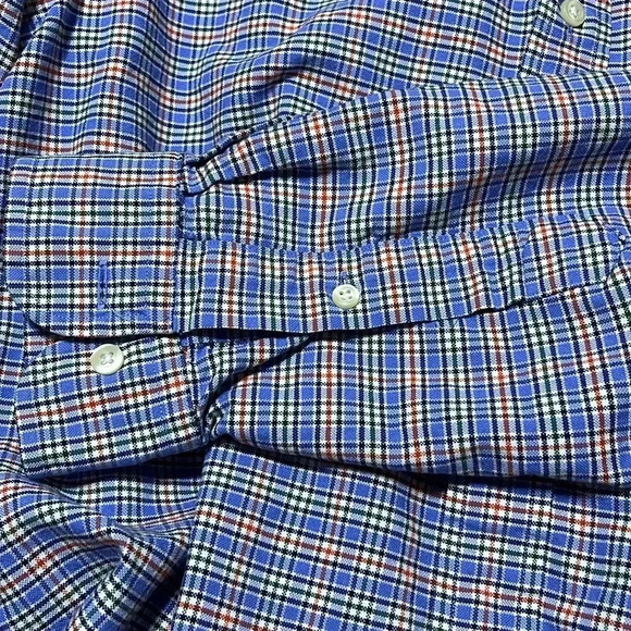 Ralph Lauren Long Sleeve Button Down M Blue Red White Plaid Flesh Pony‎ Preppy - Picture 10 of 12